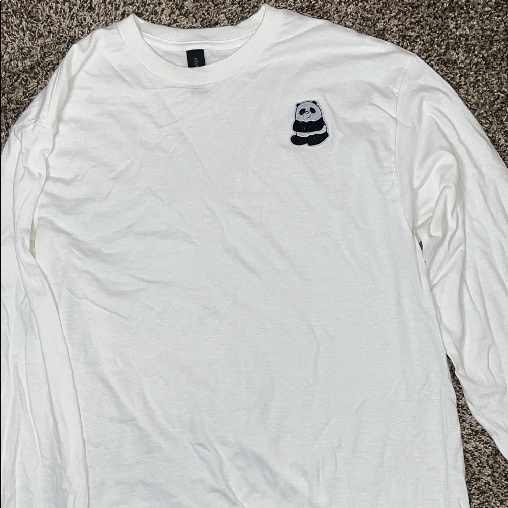 Gildan White Long Sleeve Tee with Panda Design